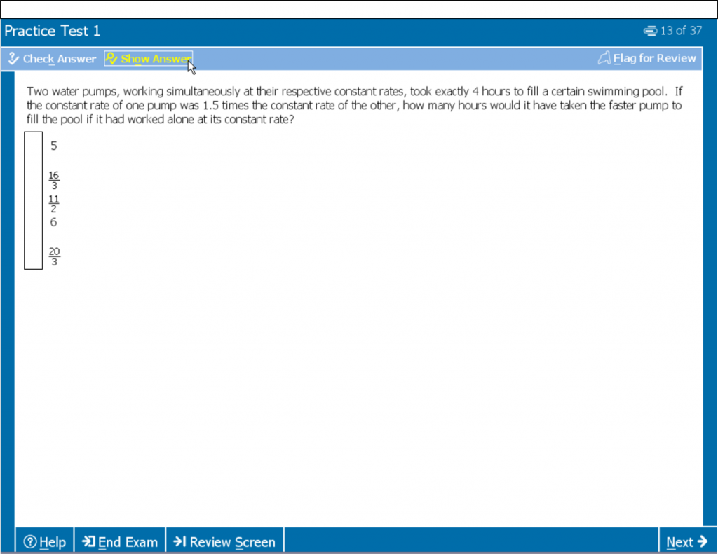 GMATPrep Word Problems: Two Water Pumps, Working Simultaneously At ...